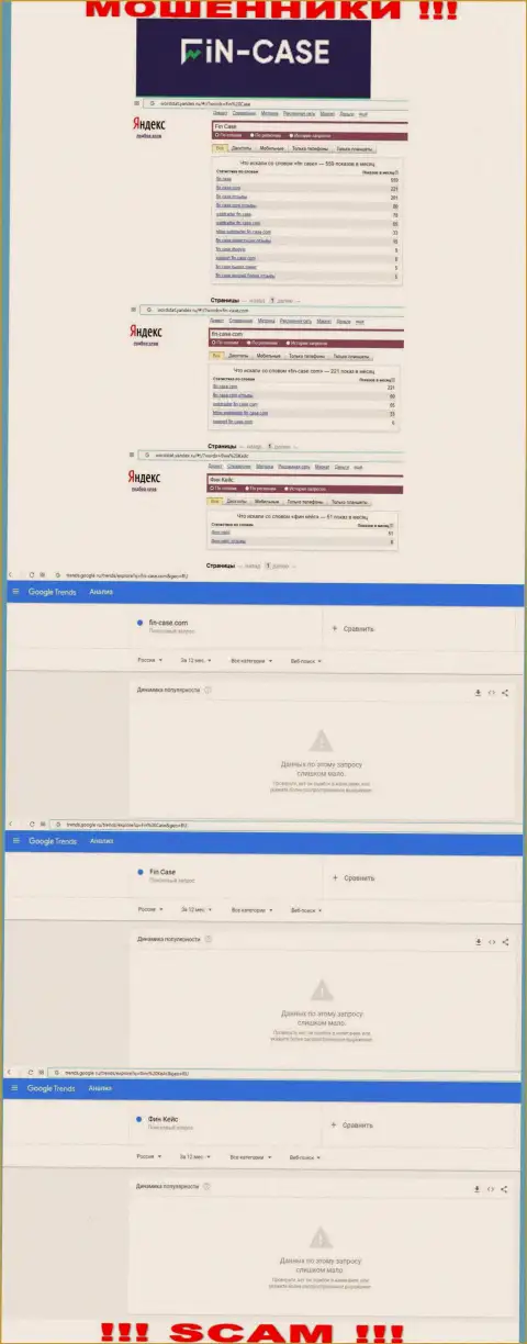 Аналитика онлайн запросов по мошенникам Fin Case в глобальной сети