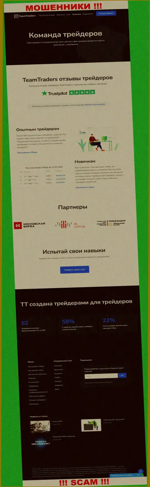 Сайт мошенников Team Traders - это типичный лохотрон реальных клиентов