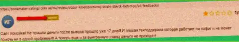Один из отзывов, опубликованный под обзором интернет-мошенника БетсКСГО