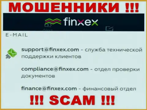 В разделе контактов internet мошенников Finxex Com, показан вот этот адрес электронной почты для обратной связи