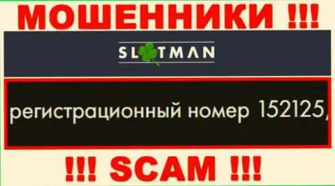 Номер регистрации SlotMan Com - сведения с официального сайта: 152125