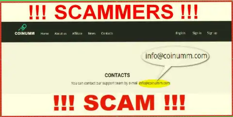 Coinumm Com scammers e-mail