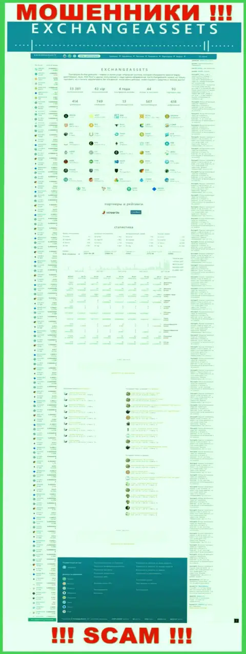 Сайт противозаконно действующей конторы Exchange Assets - заманчивая картинка и не более
