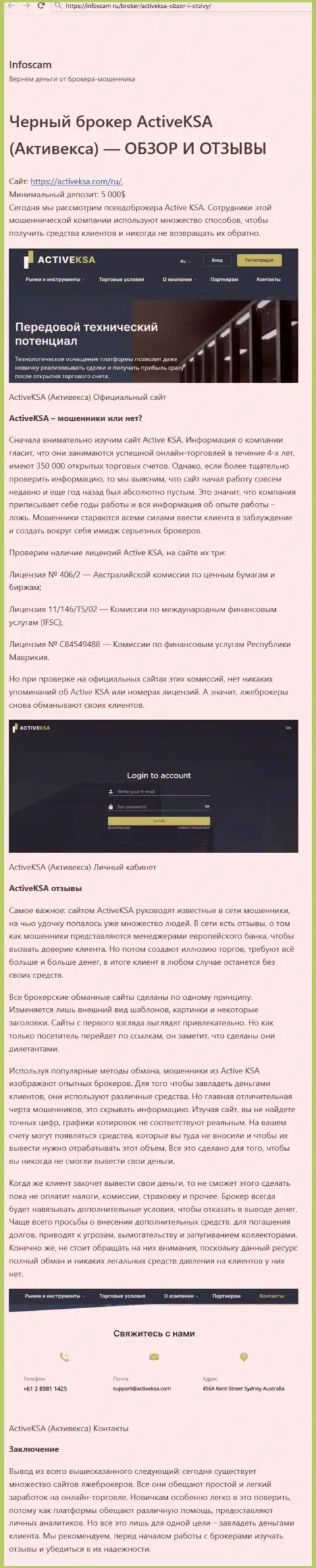 Обзор Activeksa, как internet-обманщика - взаимодействие заканчивается прикарманиванием вложенных денег