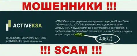 Активекса Ком показали на сайте лицензию, но вот ее существование мошеннической их сути абсолютно не меняет