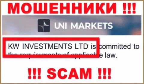 Владельцами UNI Markets оказалась организация - KW Investments Ltd