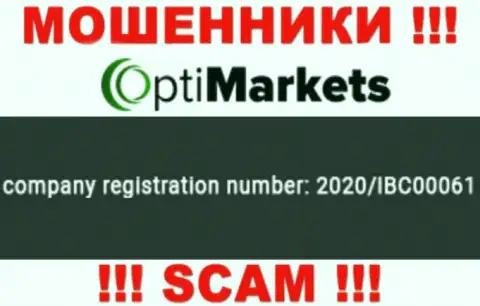 Номер регистрации, под которым официально зарегистрирована компания OptiMarket: 2020/IBC00061