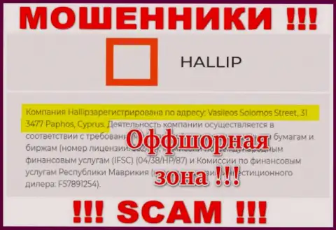 Держитесь подальше от оффшорных internet-разводил Hallip !!! Их адрес - Vasileos Solomos Street, 31 3477 Paphos, Cyprus