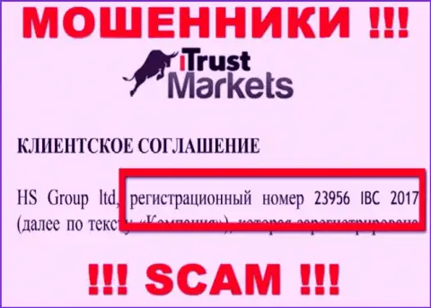 Номер регистрации Trust Markets - инфа с официального web-сервиса: 23956 IBC 2017