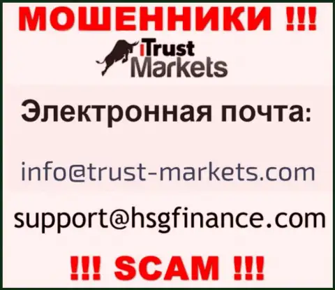 Контора Trust-Markets Com не прячет свой адрес электронной почты и показывает его у себя на портале