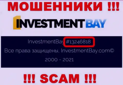 Номер регистрации, под которым зарегистрирована организация InvestmentBay: 13246818