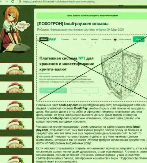 BouliPay - это организация, совместное сотрудничество с которой доставляет только потери (обзор мошеннических уловок)