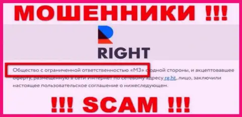 Юридическое лицо Right - это ООО М3, именно такую информацию представили аферисты у себя на информационном сервисе