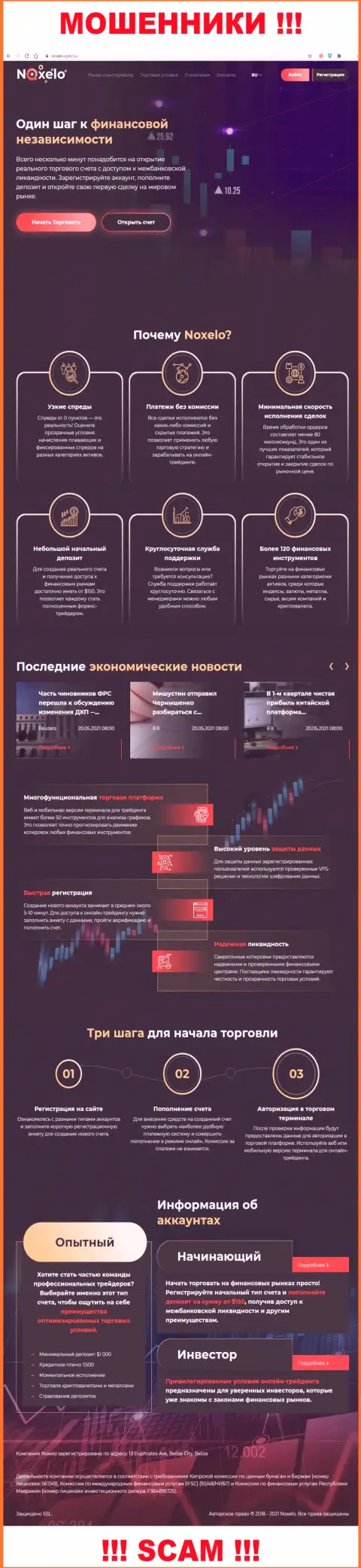 Фальшивая информация от разводил Noxelo на их официальном сайте Noxelo Сom