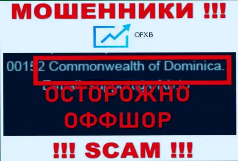 OFXB специально скрываются в офшоре на территории Dominica, мошенники