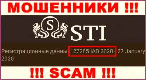 Номер регистрации StokOptions, который мошенники засветили на своей веб странице: 27285 IAB 2020