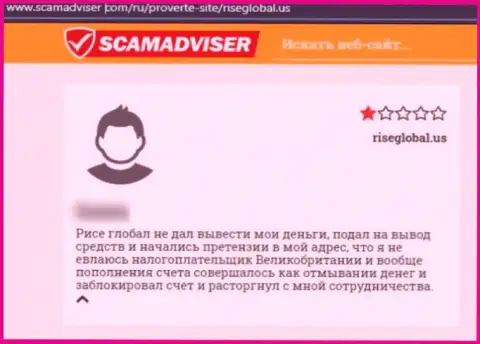 По мнению автора данного честного отзыва, Рисе Глобал - это мошенническая организация