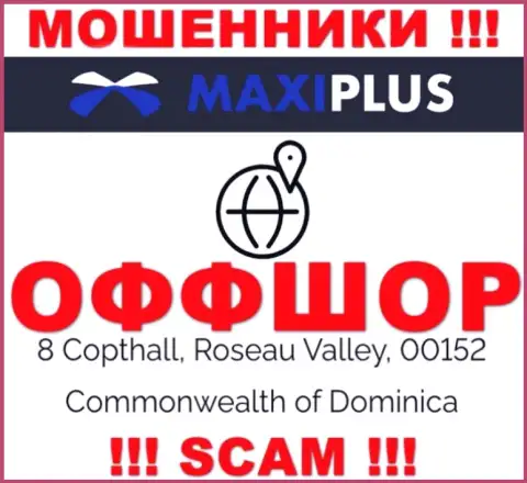 Невозможно забрать финансовые средства у компании Maxi Plus - они прячутся в оффшорной зоне по адресу: 8 Коптхолл, Розо Валлей, 00152 Содружество Доминики