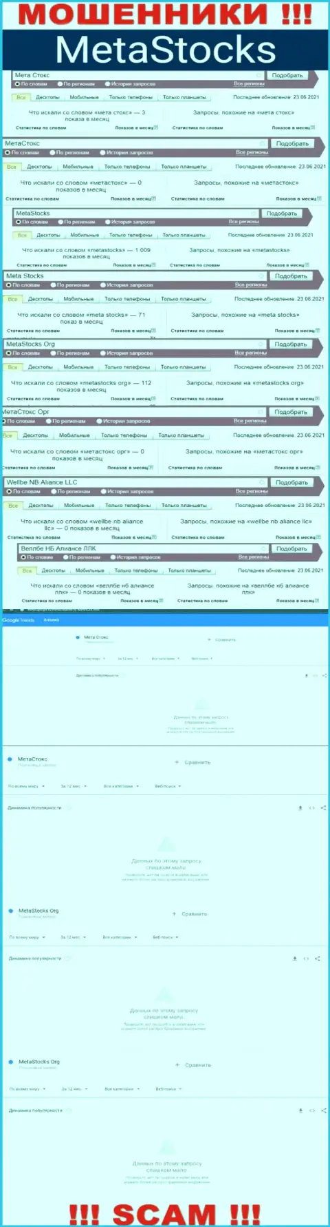 Насколько мошенники Meta Stocks пользуются спросом у посетителей сети internet ?