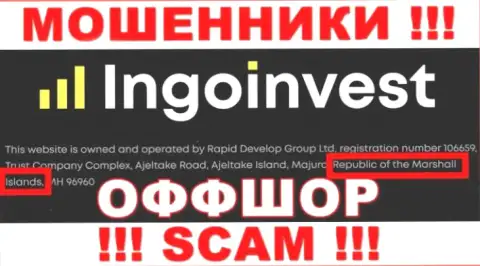 ИнгоИнвест сообщили у себя на сайте свое место регистрации - на территории Маршалловы острова