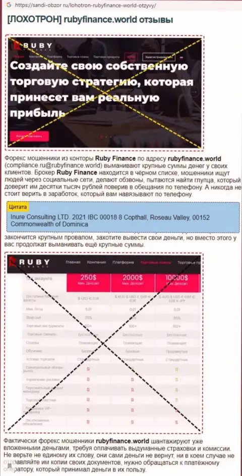 Надувательство в интернете !!! Статья с обзором о незаконных проделках internet мошенников Ruby Finance