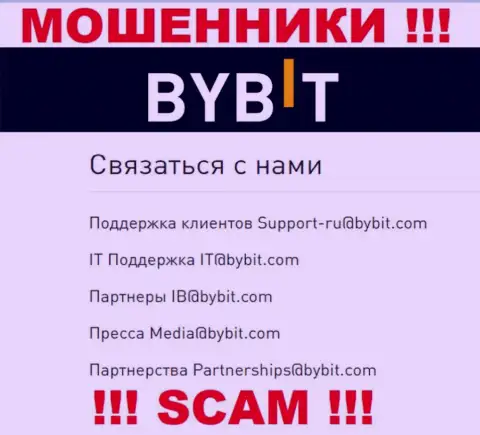 Адрес электронного ящика internet обманщиков ByBit Com - инфа с веб-сервиса конторы