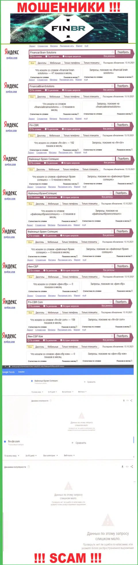 Статистика бренда FinancialBrainSolutions, какое именно число поисковых запросов у этой шарашки