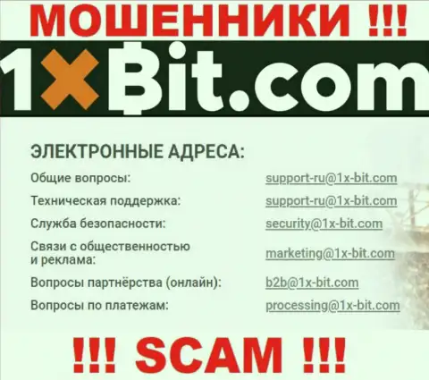 Е-мейл махинаторов 1xBit, который они разместили на своем официальном сайте