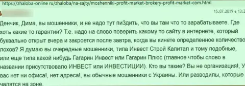 С Profit-Market заработать денег не получится, поскольку он РАЗВОДИЛА !!! (мнение)