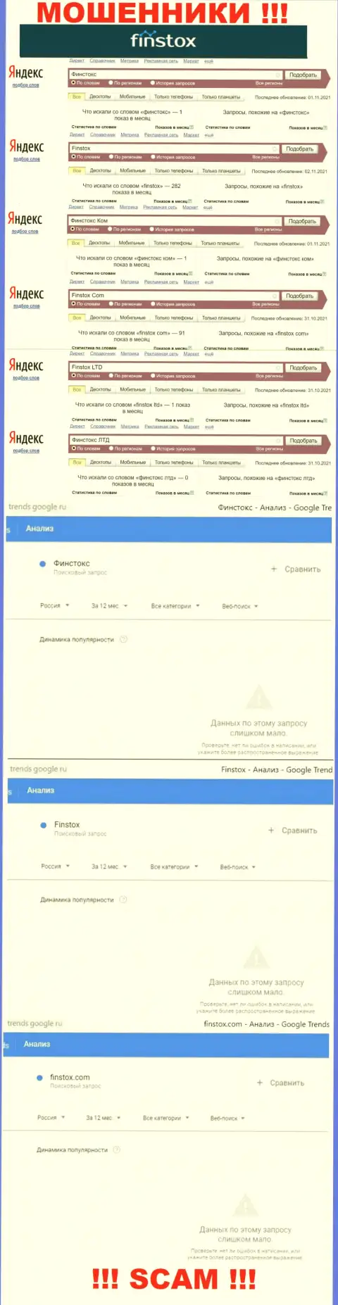 Статистические сведения по бренду Финстокс, сколько конкретно лохов заинтересовались этими internet-мошенниками