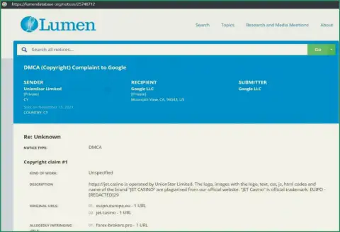 Жалоба на сайт Forex-Brokers.Pro, опубликовавший обзорную статью об ворюгах Jet Casino