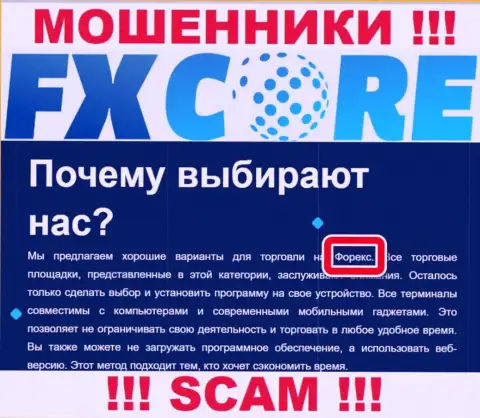 Работать совместно с FXCoreTrade весьма опасно, т.к. их сфера деятельности Forex - это разводняк