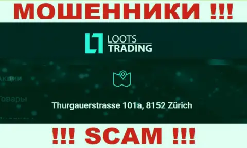 Loots Trading - это очередные мошенники !!! Не хотят показать реальный адрес организации