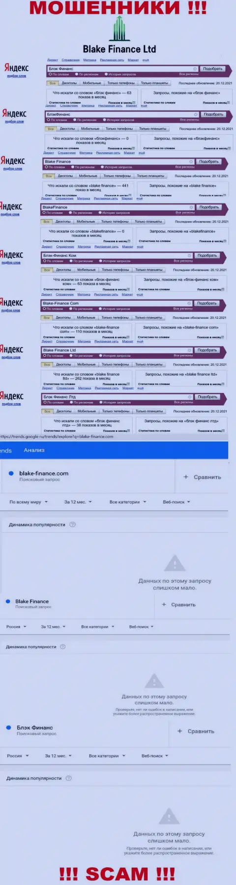 Статистические сведения по онлайн-запросам во всемирной паутине инфы о ворюгах Blake-Finance Com