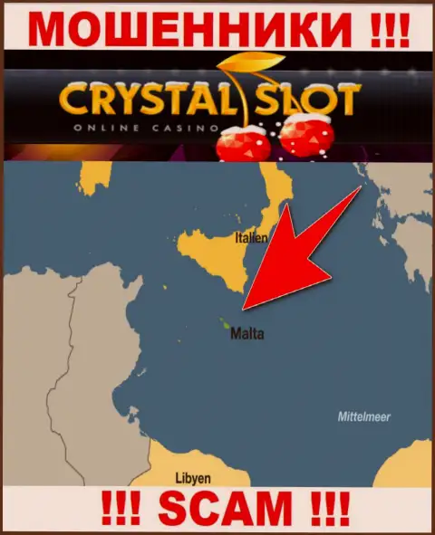 Malta - здесь, в офшорной зоне, базируются интернет мошенники CrystalSlot