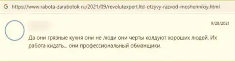 Нелестный отзыв о компании RevolutExpert - это хитрые интернет-воры