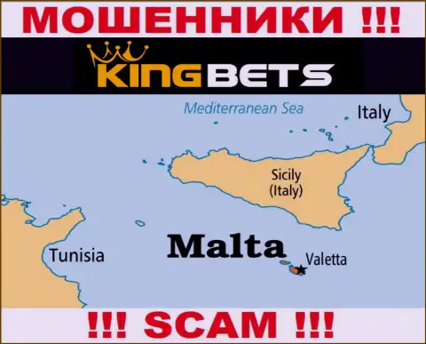 King Bets - это internet-аферисты, имеют офшорную регистрацию на территории Malta