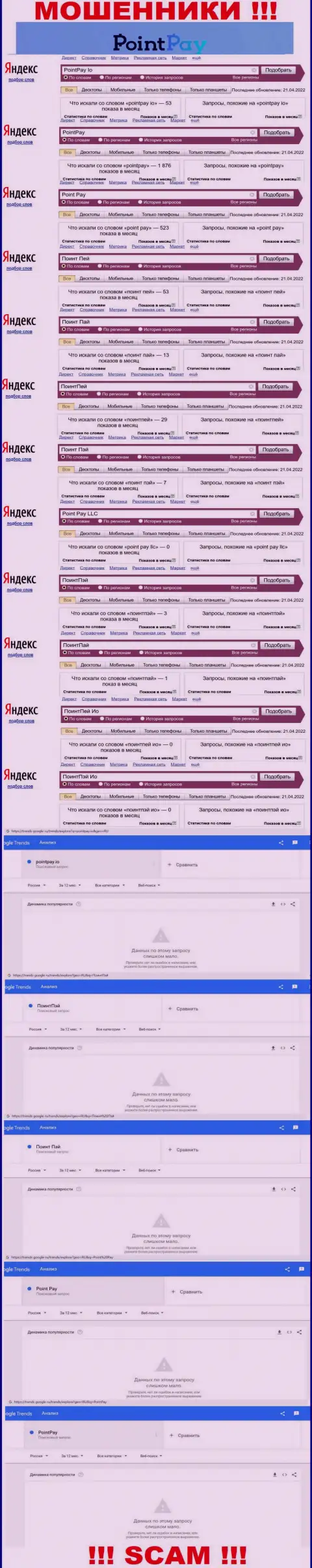 Сколько раз посетители глобальной интернет сети искали информацию о аферистах ПоинтПай ?