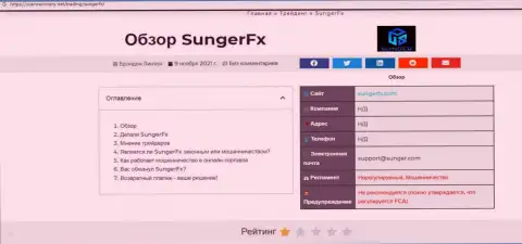 SungerFX Com - контора, совместное сотрудничество с которой доставляет лишь убытки (обзор)