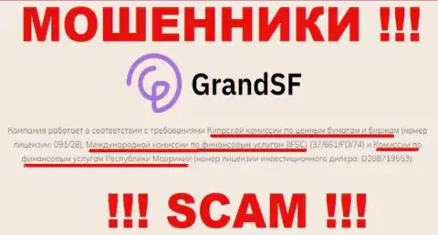 Регулирующий орган Grand SF - CYSEC, такой же лохотронщик, как и сама компания