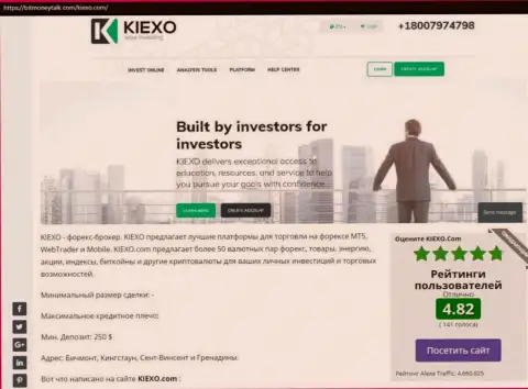 Рейтинг ФОРЕКС организации KIEXO, размещенный на интернет-сервисе bitmoneytalk com
