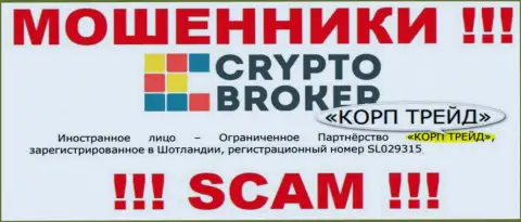 Сведения о юридическом лице интернет-мошенников CryptoBroker