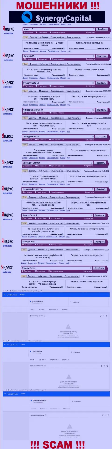 Статистика онлайн запросов по бренду СинерджиКапитал Сс во всемирной сети