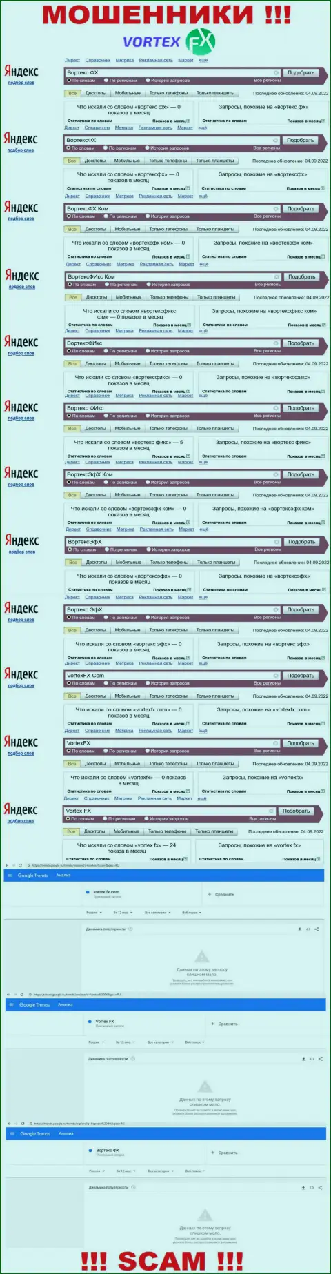 Статистические данные online запросов по бренду Вортекс ФИкс во всемирной сети Интернет