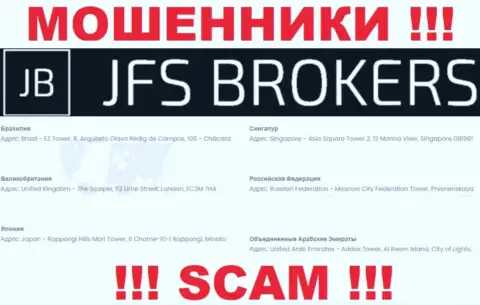 JFS Brokers у себя на сайте представили ненастоящие данные на счет официального адреса