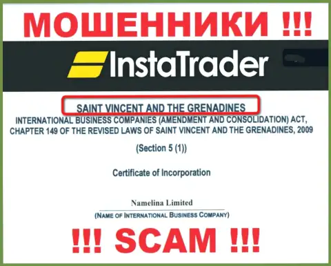 St. Vincent and the Grenadines - это место регистрации компании Insta Trader, которое находится в офшорной зоне