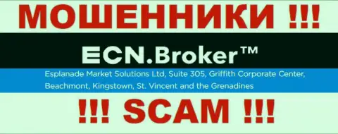 Неправомерно действующая контора ECN Broker пустила корни в оффшорной зоне по адресу: Suite 305, Griffith Corporate Center, Beachmont, Kingstown, St. Vincent and the Grenadine, будьте весьма внимательны