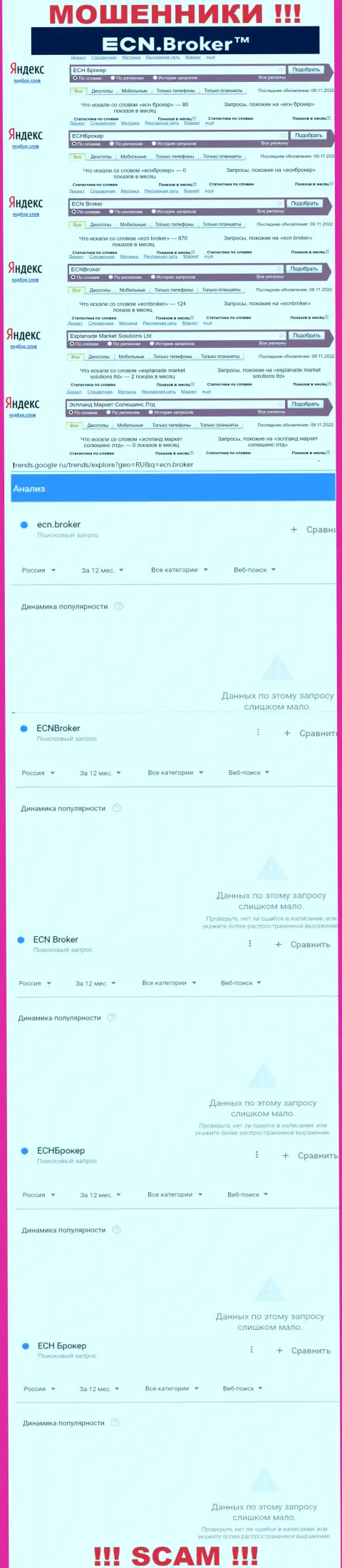 Число поисковых запросов по internet-мошенникам ECNBroker