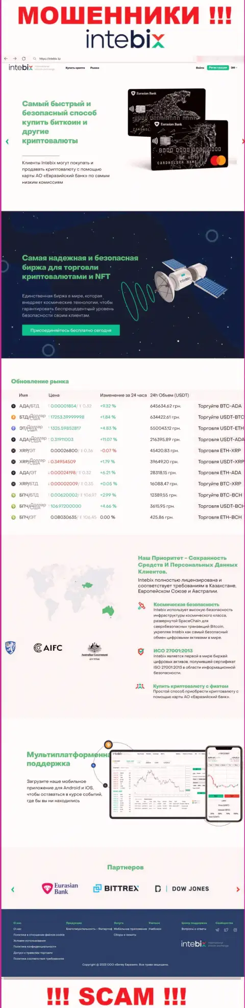 Intebix Kz - это ресурс организации Битеу Евразия Лтд, типичная страница мошенников