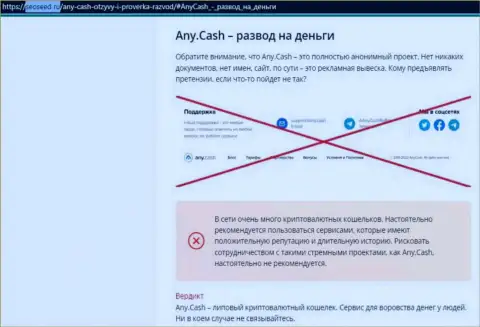 Any Cash - это кидалы, которым денежные средства перечислять не стоит ни под каким предлогом (обзор мошеннических уловок)